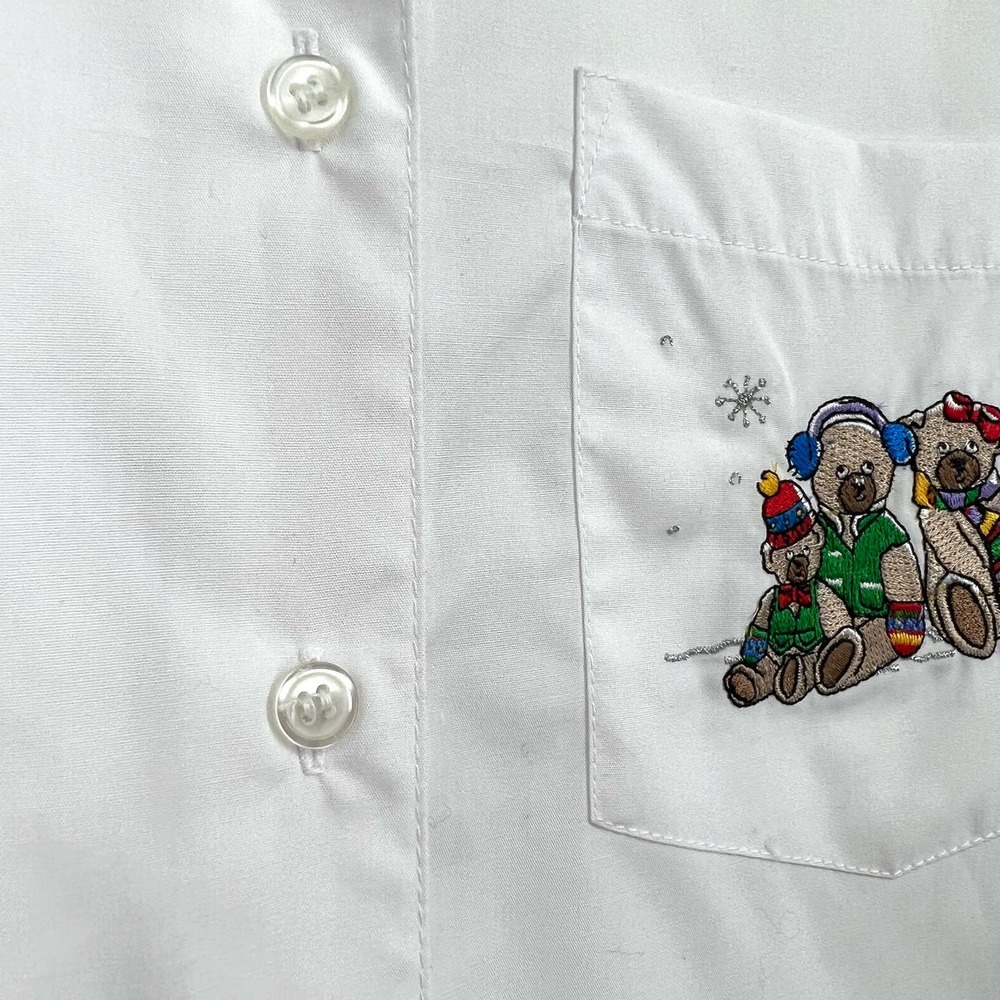 Vintage Christmas Bears Basic Editions Holiday Womens Small Blouse Shirt Top - Picture 8 of 11